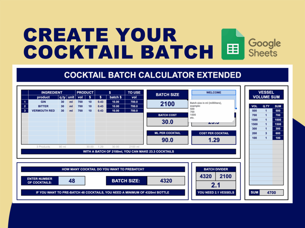 Cocktail Batch Calculator - Extd.